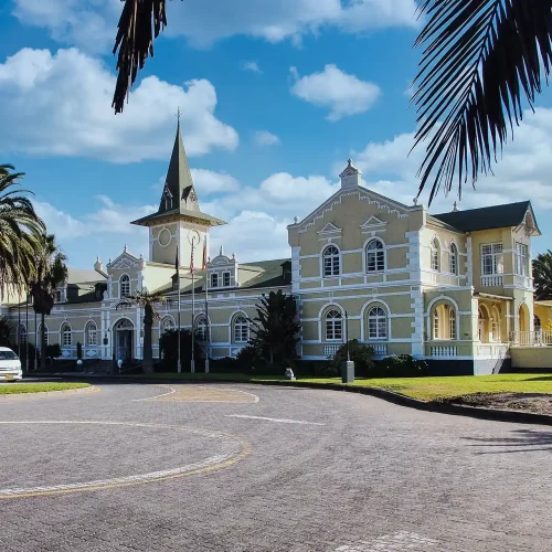 Old German colonial building in Swakopmund, Namibia