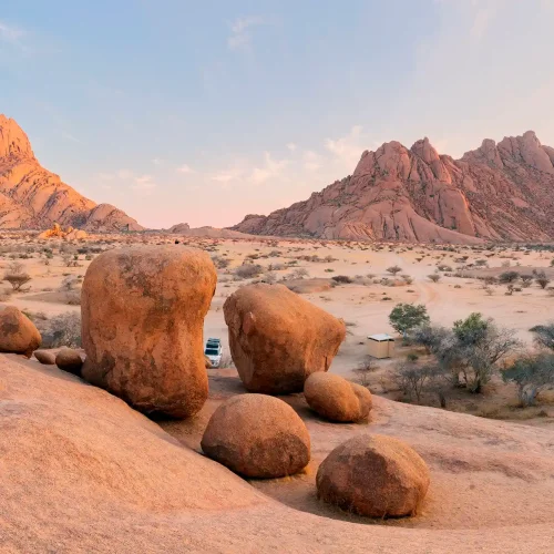 Rocky desert photo on a quiet morning in Spitzkoppe